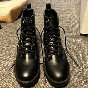 Black combat boots